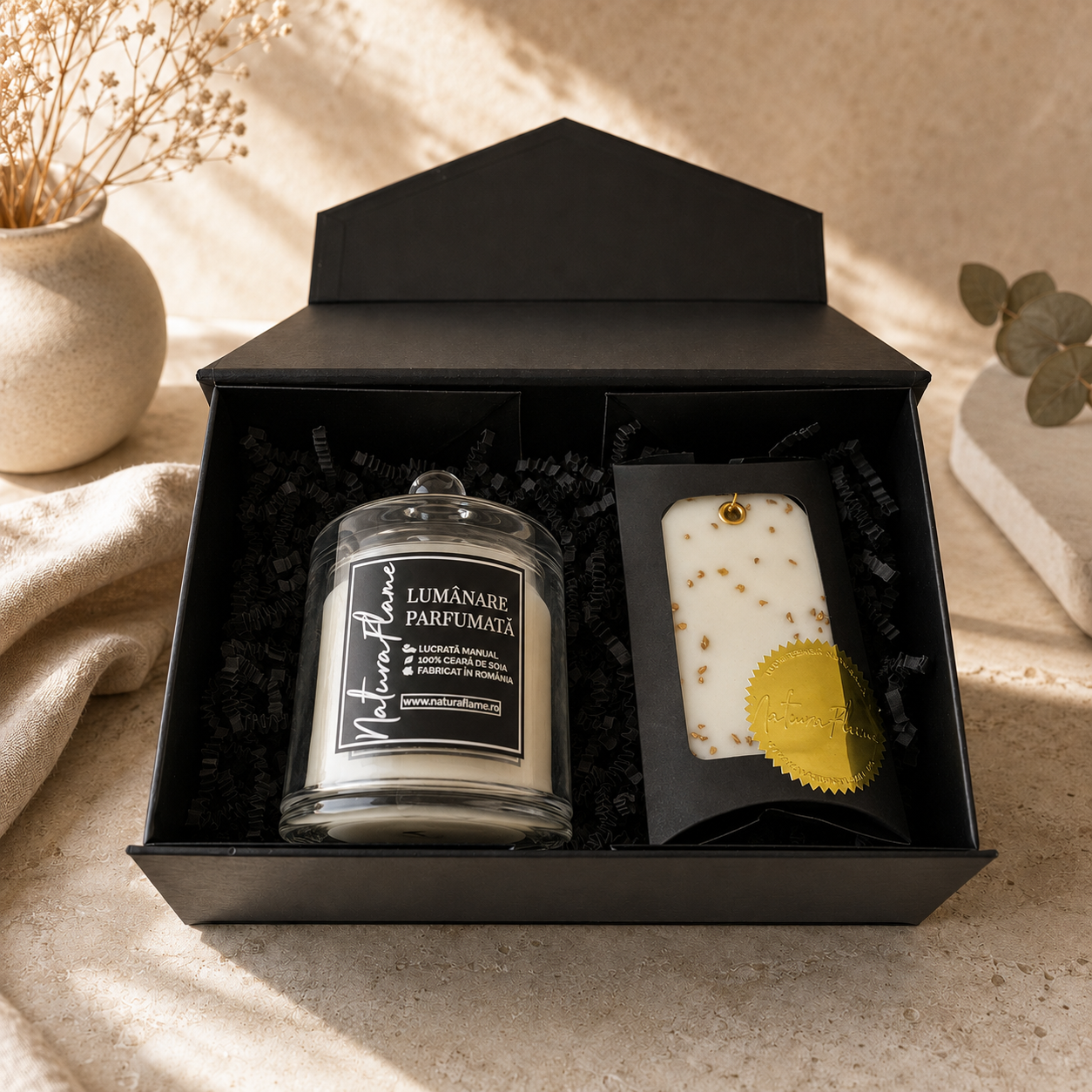 Set Cadou Affection · Lumânare artizanală din ceară de soia NaturaFlame